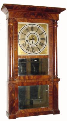C.1836 C. & N. Jerome, Bristol, Conn., 8-day time/strike column and cornice shelf clock. — Antique Clocks Price Guide