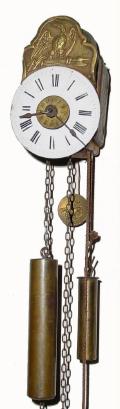 C.1870, German, Miniature Jockele clock, time and alarm, 2-weight, in fair to good condition (30 hour). — Antique Clocks Price Guide