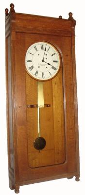 C.1915, E. Howard & Co., Boston, Watchman's clock, weight driven, in good condition, except for missing watch recorders. — Antique Clocks Price Guide