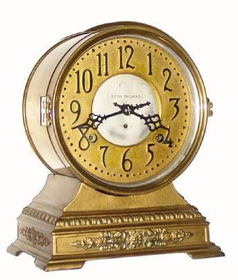 C.1909, Seth Thomas Clock Co., "Elect", 8-day time/strike brass and cast metal base in very good condition. — Antique Clocks Price Guide