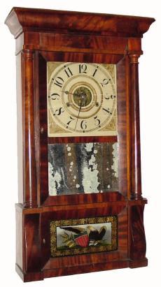 C.1832 Williams, Orten, Preston's & Co., Farmington, Conn., 8-day time/strike column and cornice shelf clock in overall nice condition. — Antique Clocks Price Guide