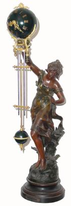 C.1890. French, Patinated Spelter Mystery Swing clock, in good restored condition. — Antique Clocks Price Guide
