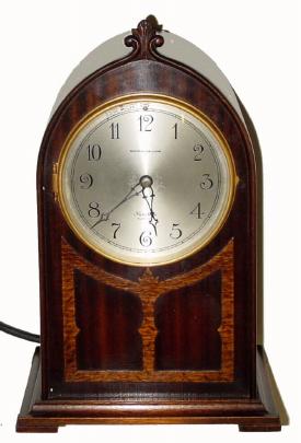 C.1915, Herschede Hall Clock Co., Electric mahogany Westminster chime mantel clock in very nice clean condition with original finish. — Antique Clocks Price Guide