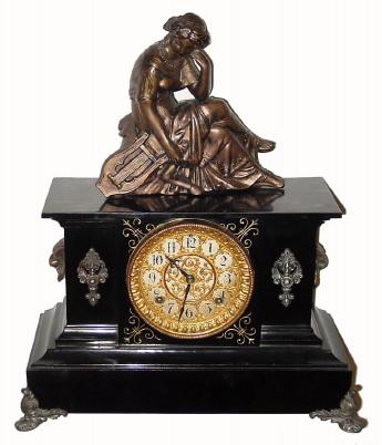 C.1904, Ansonia Clock Co., "Chester", 8-day time/strike enameled iron case mantel clock in beautifully restored condition. — Antique Clocks Price Guide