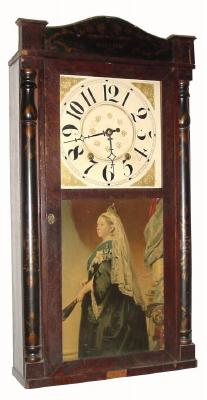 C.1840, Williams, Orten, Preston's & Co., Farmington, Conn., 30-hour time/strike wood movement half column and splat shelf clock in generally good, as-found condition. — Antique Clocks Price Guide