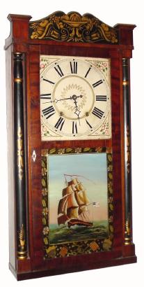 C.1840, Horace Burr, Dundas, U.C. (Upper Canada), 30-hour time/strike wood movement half column and splat shelf clock in nice restored condition. — Antique Clocks Price Guide