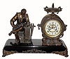 C.1900, New Haven Clock Co., "Benvenuto Cellini", 8-day time/strike figural clock in very clean condition with original bronze finish.