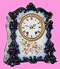 C.1900, Waterbury Clock Co., "Parlor No. 87", 8-day time/strike porcelain mantel clock in Cobalt Blue & in excellent LOOKING condition, with restoration.