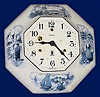 C.1930, Irving Miller & Co., New York, "Holland" model kitchen clock in pattern 508, delft blue.