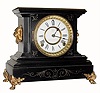 C.1886, Ansonia Clock Co., "La Duchesse", 8-day time/strike enameled iron case mantel clock in fair to good restored condition. 