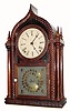 C.1845, Forestville Manufacturing Co., (J. C. Brown), 8-day time/strike Ripple Onion top or four column O.G. Gothic shelf clock.