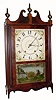 C.1825, Silas Hoadley, Plymouth, Conn., 30-hour wood movement time & strike Pillar and Scroll shelf clock.