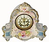 C.1900, Ansonia Clock Co., "La Vera", Royal Bonn porcelain china clock in good original condition (dirty, needs clean).