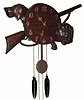 C.1920, Waterbury Clock Co., Large carved wall clock, hunting motif, (The Hounds of the Baskervilles,Sir Arthur Conan Doyle) in generally fair to good as-found condition, movement dirty and dry.
