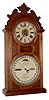 C.1878, Ithaca Calendar Clock Co., "No. 8 Shelf Library, Variant", 8-day time/strike/alarm stripped walnut case calendar clock in excellent condition.