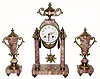 C.1880, French, Marble & Brass, 3-piece mantel set in excellent original condition.