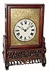 C.1984, Chinese, 2-Fusee bracket clock and carved stand. This is a well made clock and running and striking robustly, uses the English crown/verge escapement with the addition of center seconds.