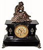 C.1904, Ansonia Clock Co., "Chester", 8-day time/strike enameled iron case mantel clock in beautifully restored condition.