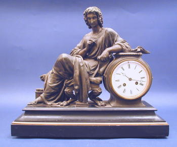 A FRENCH WHITE METAL AND BLACK MARBLE MANTEL CLOCK, marked "Blot & Drouard". circa 1880 — Antique Clocks Price Guide