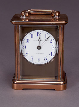 A COPPER AND GLASS CARRIAGE CLOCK, Chelsea Clock Co., Boston, No. 58765, for Gr?? & Butter?, San Francisco — Antique Clocks Price Guide