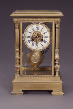 A GILT BRONZE AND 'JEWELED' MANTEL CLOCK, Early 20th century, the works by Vincenti Cie.. — Antique Clocks Price Guide