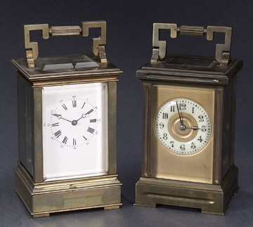 TWO ENGLISH BRASS CARRIAGE CLOCKS, 19th century. — Antique Clocks Price Guide