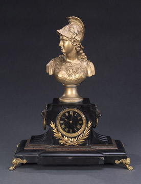 VICTORIAN GILT METAL AND SLATE MANTEL CLOCK, late 19th century. — Antique Clocks Price Guide