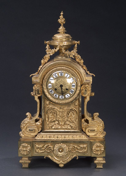 A LOUIS XV STYLE GILT BRONZE MANTEL CLOCK, 20th century, the works by Auroin a Paris. — Antique Clocks Price Guide