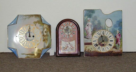 TWO CONTINENTAL PORCELAIN WALL CLOCKS, circa 1900, the first stamped B & Cie/Creil et Montereau. — Antique Clocks Price Guide