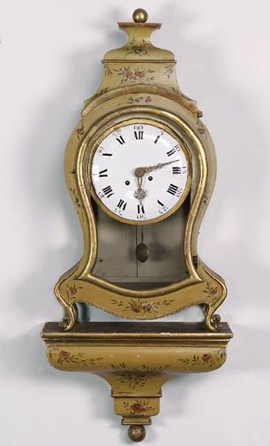 A LOUIS XV PROVINCIAL STYLE PAINTED WOOD BRACKET CLOCK, late 19th century. — Antique Clocks Price Guide