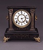 AN ANSONIA BLACK MARBLE MANTEL CLOCK, Marked Ansonia Clock Co.