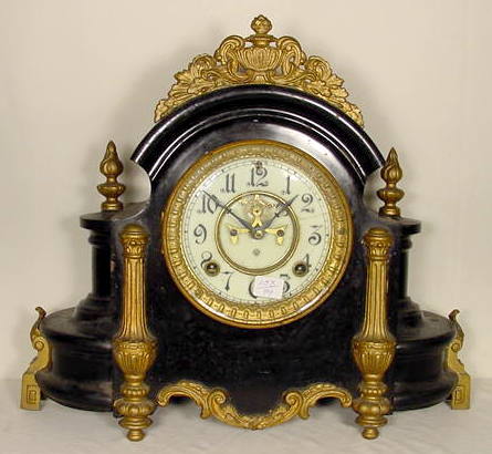 Ansonia black metal table clock — Antique Clocks Price Guide
