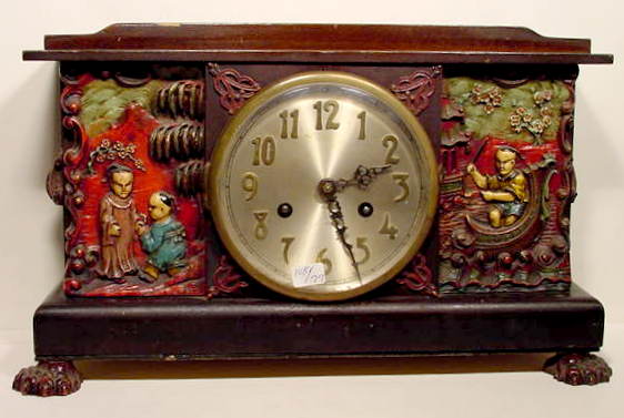 Ingraham "Chinese" wooden mantle clock — Antique Clocks Price Guide