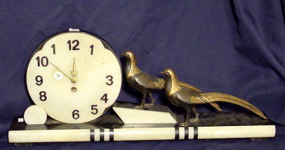 Deco onyx & metal statue clock: time only. — Antique Clocks Price Guide