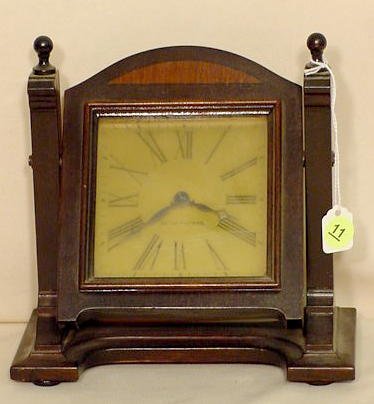 Seth Thomas swivel mahogany desk clock: original surfaces. — Antique Clocks Price Guide