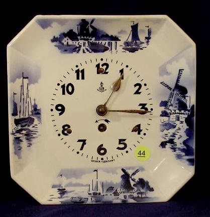 Gustav Becker Delft decorated plate clock: — Antique Clocks Price Guide