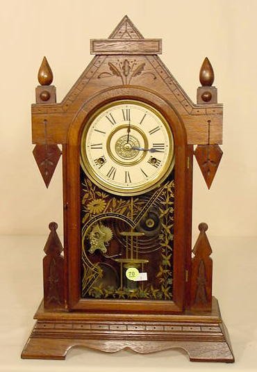 New Haven walnut parlor clock: — Antique Clocks Price Guide