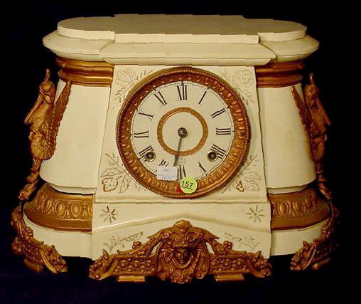 Ansonia Pompeii iron case mantle clock: — Antique Clocks Price Guide