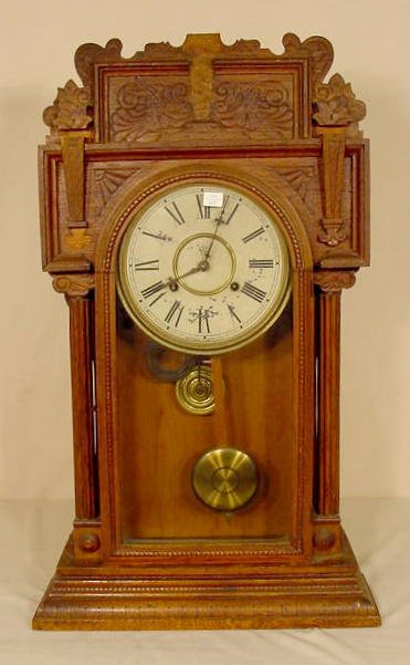 Waterbury Niagara oak shelf clock: original finish. — Antique Clocks Price Guide