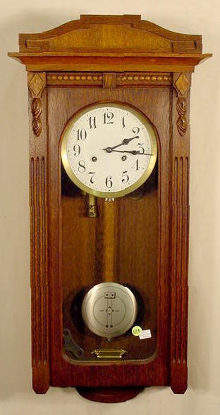 Junghans Deco hanging regulator: — Antique Clocks Price Guide