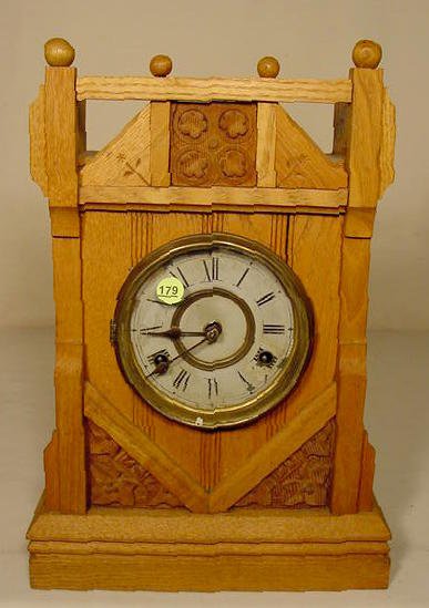 Oak shelf clock: time & strike. — Antique Clocks Price Guide