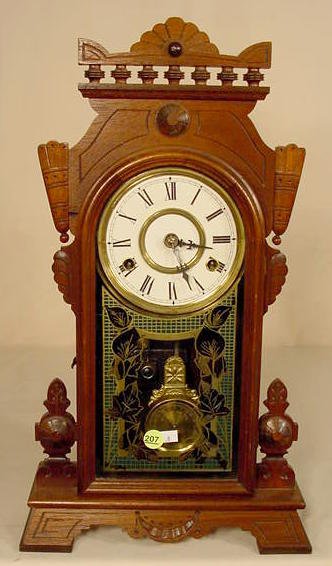 Walnut shelf clock: good indicator pendulum; — Antique Clocks Price Guide