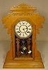 Ansonia oak parlor clock: nice door glass. 