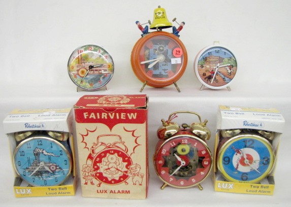 6 Keywind Alarm Clocks: Bell Top and Animated — Antique Clocks Price Guide
