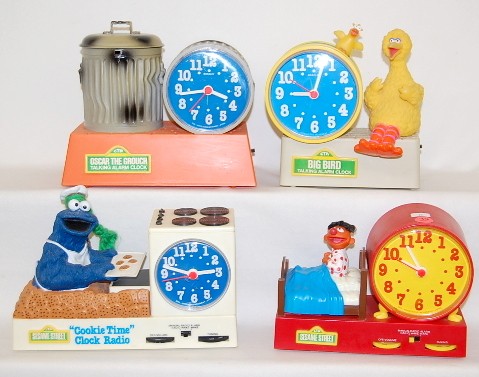4 Sesame Street Battery Operated Alarm Clocks — Antique Clocks Price Guide