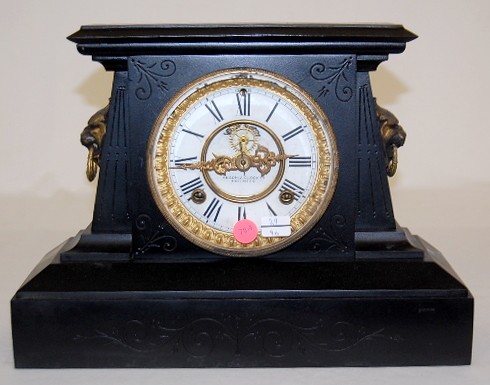 Iron Fancy Open Escapement Mantle Clock — Antique Clocks Price Guide