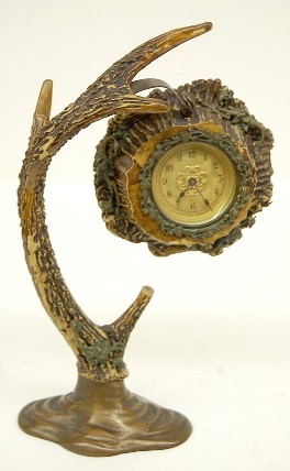 Two Piece Lux Antlered Stag Clock — Antique Clocks Price Guide