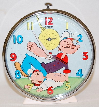 British Animated Popeye Cartoon Alarm Clock — Antique Clocks Price Guide
