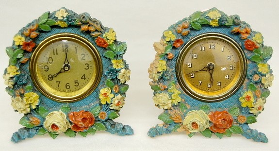 2 Floral Wreath Keywind Clocks — Antique Clocks Price Guide