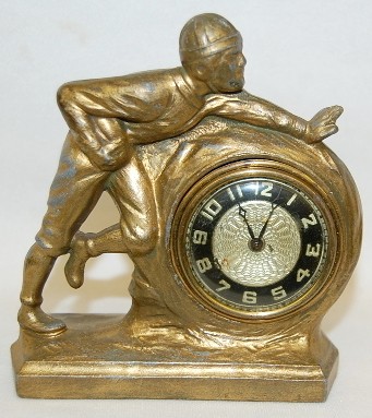 Metal Figural Football Player Clock — Antique Clocks Price Guide
